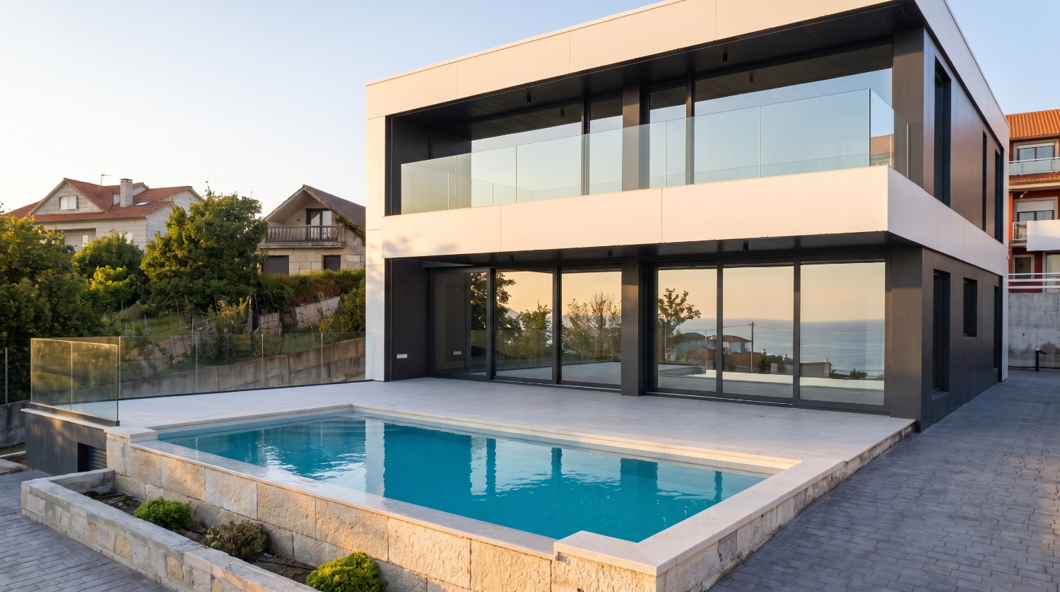 Sanxenxo: Magnifico chalet minimalista de estilo moderno con vistas a la Ria de Pontevedra