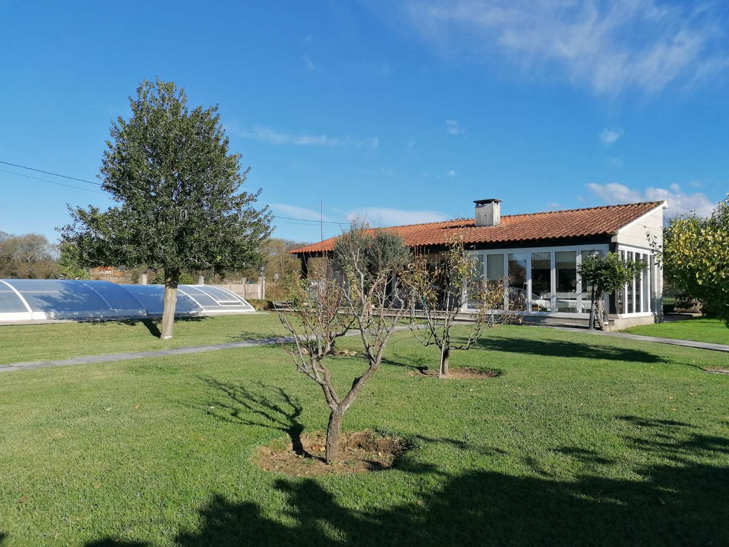 Villa with swimming pool, surrounded by gardens, fruit trees, for sale in Ribadumia...